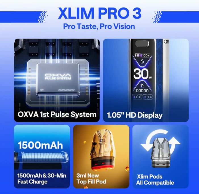 OXVA Xlim PRO 3 Pod Kit - Titanium Silk